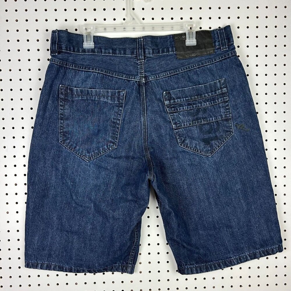 Rocawear Baggy Jean Shorts Sz 38 Dark Wash Hip Hop Jorts Wide Leg Skate Y2K